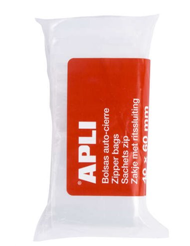 Lot de 100 sachets zip transparents auto-adhésifs Apli - Format 40 x 60 mm - Fermeture sécurisée et manipulation aisée - Convien