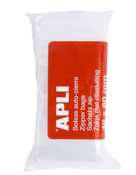 Lot de 100 sachets zip transparents auto-adhésifs Apli - Format 40 x 60 mm - Fermeture sécurisée et manipulation aisée - Convien