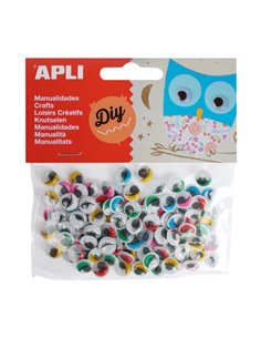 Yeux mobiles adhésifs Apli avec cils - Excellente adhérence - Polyvalent pour les travaux manuels - Idéal pour les écoles et les