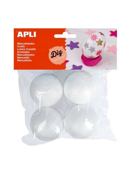 Lot de 4 boules de polystyrène Apli Ø 50 mm - Blanc
