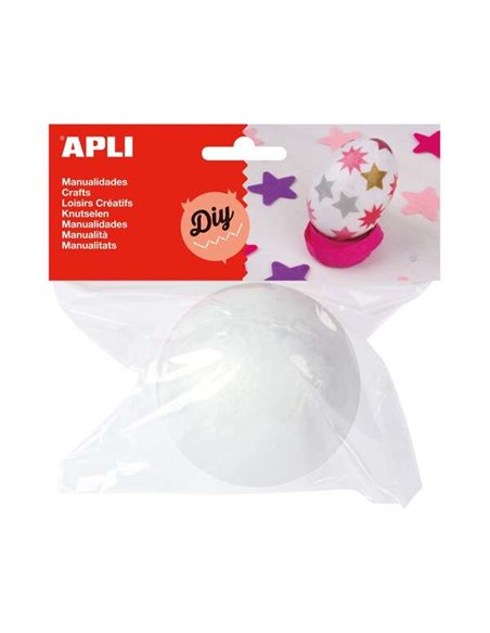 Boule de polystyrène Apli Ø 80 mm - Facile à découper, à peindre ou à recouvrir - Idéale pour les loisirs créatifs - Couleur bla