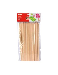 Lot de 50 bâtonnets en bois naturel Apli 200 x 3 mm - Couleur bois