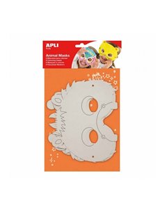 Lot de 6 masques en carton à colorier et décorer - Formes d'animaux - Fil élastique inclus - Idéal pour fêtes d'enfants et ateli
