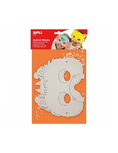 Lot de 6 masques en carton à colorier et décorer - Formes d'animaux - Fil élastique inclus - Idéal pour fêtes d'enfants et ateli