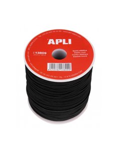 Enrouleur de cordon élastique Apli - Durable - Flexible - Facile à couper et à nouer - Idéal pour les travaux manuels - Noir