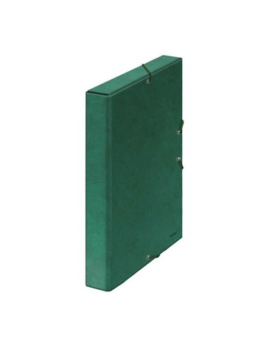 Boîte de projet Dohe, dos 3 cm, carton doublé de papier imprimé et plastifié, fermeture élastique, vert