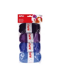 Pack de 4 pelotes de laine acrylique Apli - Tons bleus combinables - Souple et résistante - Lavable en machine - Idéal pour trav