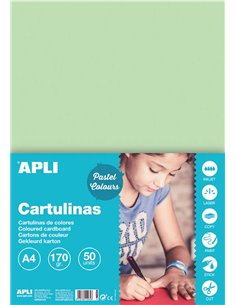 Papier cartonné Apli vert émeraude A4 170 g, 50 feuilles