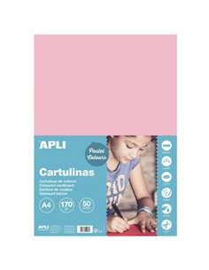 Papier cartonné rose Apli A4 170 g, 50 feuilles