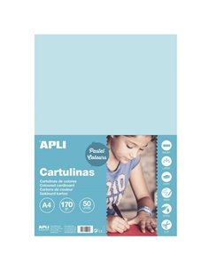 Papier cartonné Apli bleu clair A4 170 g, 50 feuilles