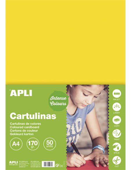 Carton jaune Apli A4 170 g, 50 feuilles