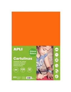 Carton Apli Orange A4 170 g 50 feuilles