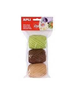 Lot de 3 pelotes de raphia naturel Apli - Tons naturels - Idéal pour l'artisanat et la décoration - Polyvalent et durable - Coul