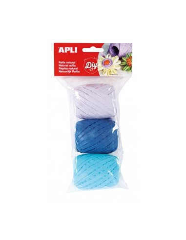 Lot de 3 pelotes de raphia marin naturel Apli - Idéal pour travaux manuels et décorations - Couleurs assorties