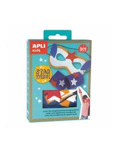 Kit de bricolage Apli Mini - Masque et manchettes de super-héros - Comprend 15 pièces et un élastique - Réduit le stress - Augme