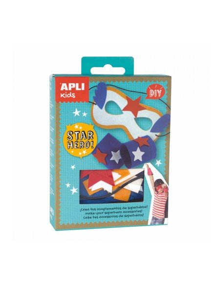 Kit de bricolage Apli Mini - Masque et manchettes de super-héros - Comprend 15 pièces et un élastique - Réduit le stress - Augme