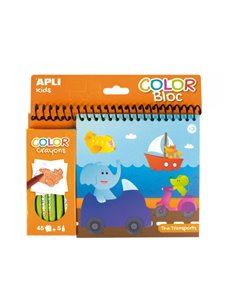 Bloc de dessin Apli Transport avec crayons - Illustré par Isabelle Nicolle - 45 pages - 5 crayons de couleur - Idéal pour les vo