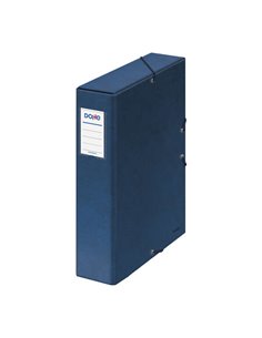 Boîte de projet Dohe, dos 7 cm, carton doublé de papier imprimé et plastifié, fermeture élastique, bleu