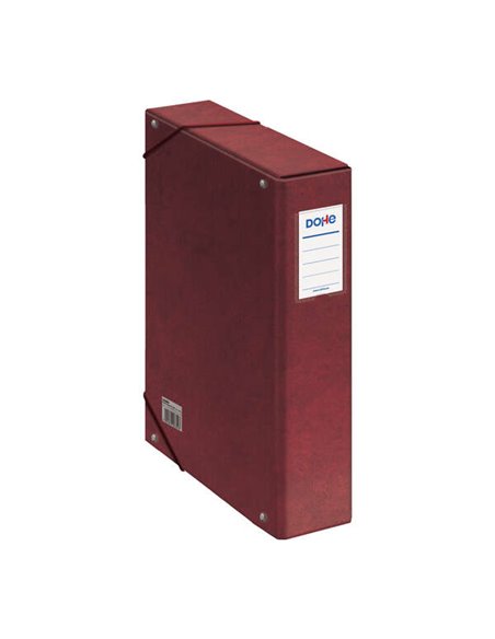Boîte de projet Dohe, dos 7 cm, carton doublé de papier imprimé et plastifié, fermeture élastique, rouge