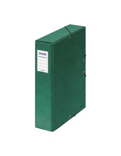 Boîte de projet Dohe, dos 7 cm, carton doublé de papier imprimé et plastifié, fermeture élastique, vert