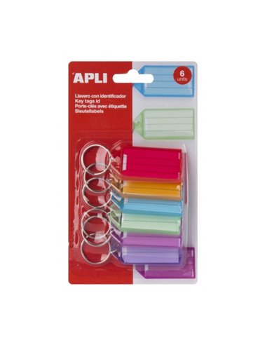 Lot de 6 porte-clés premium Apli avec étiquette - Ouverture facile - Idéal pour les bureaux, les entrepôts et la maison - Bleu