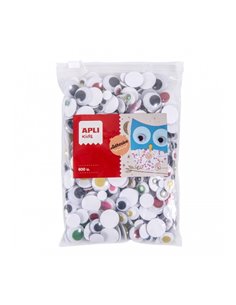 Yeux mobiles adhésifs Apli - Excellente adhérence - Format MAXI - Idéal pour l'école et les loisirs créatifs - Couleur jaune