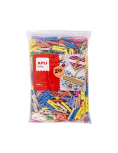 Lot de 450 mini pinces à linge en bois Apli - Idéales pour décorer et maintenir des cartes, des photos et plus encore - Parfaite