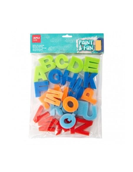 Tampons éponge Apli ABC - 26 lettres - Stimule la créativité et les compétences manuelles