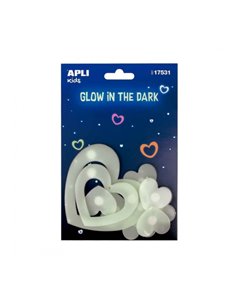 Cœurs 3D luminescents Apli - Brille dans le noir - Adhésif permanent - Décoration polyvalente