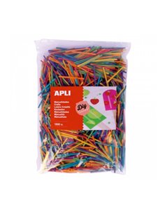 Bâtonnets en bois assortis Apli Mini - Format MAXI - 1500 unités - Haute résistance - Faciles à coller et à découper - Stimulent