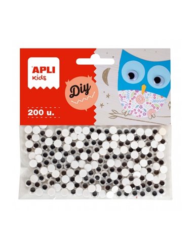 Yeux mobiles adhésifs ronds Apli - Adhésif puissant - Polyvalents pour de multiples surfaces - Idéal pour les travaux manuels sc