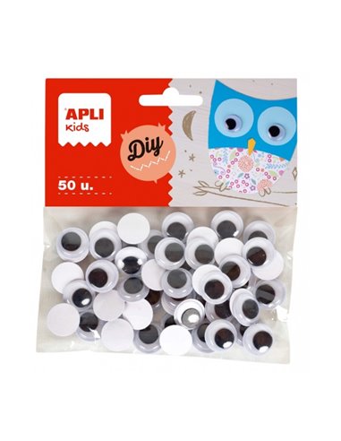 Yeux mobiles adhésifs ronds Apli - Excellente adhérence - Polyvalents pour les travaux manuels - Idéals pour les écoles et les a