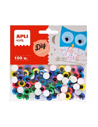 Yeux mobiles adhésifs Apli - Excellent pouvoir adhésif - Idéal pour les travaux manuels scolaires et les ateliers pour enfants -