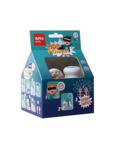 Set de tampons Apli Stop Virus - Ergonomique - Encre bleue non toxique - Favorise l'hygiène des enfants