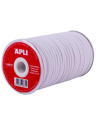 Bobine de cordon élastique plat Apli 5 mm x 100 m - Facile à couper et à nouer - Idéal pour les travaux manuels
