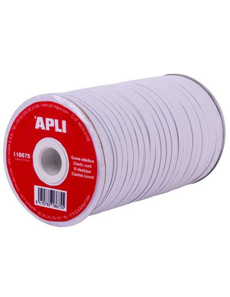 Bobine de cordon élastique plat Apli 5 mm x 100 m - Facile à couper et à nouer - Idéal pour les travaux manuels