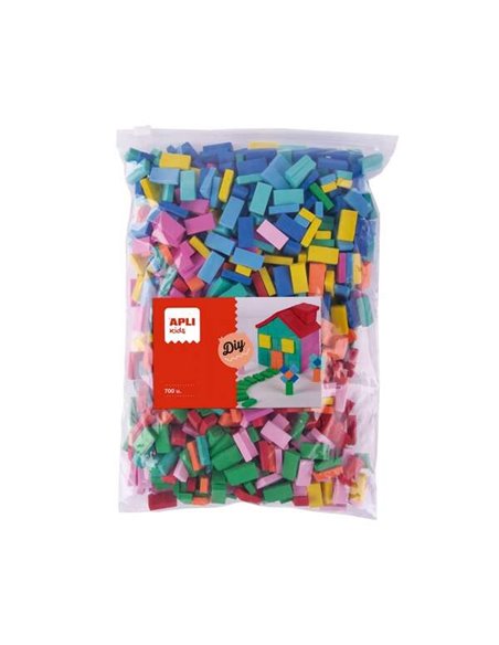 Sachet de 700 briques en mousse EVA Apli Kids - Dimensions 20 x 10 x 5 mm - Couleurs assorties