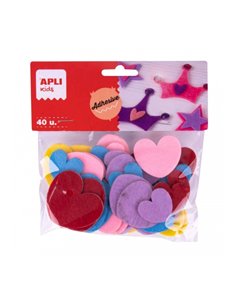 Cœurs adhésifs en feutre Apli - Haute résistance et douceur - Idéal pour les travaux manuels et la décoration - Couleurs assorti