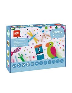 Kit de bricolage pour enfants Apli avec pompons, formes en mousse EVA, pierres décoratives adhésives, paillettes, bâtonnets en b