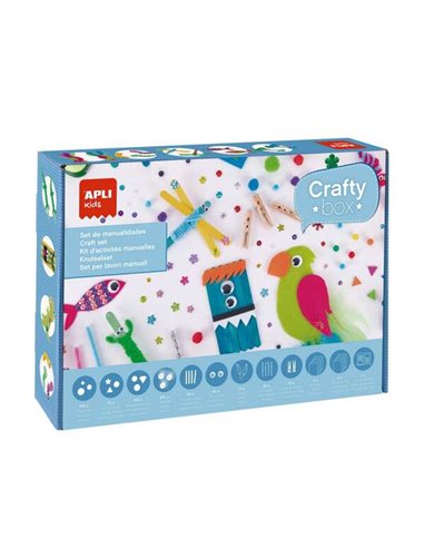 Kit de bricolage pour enfants Apli avec pompons, formes en mousse EVA, pierres décoratives adhésives, paillettes, bâtonnets en b