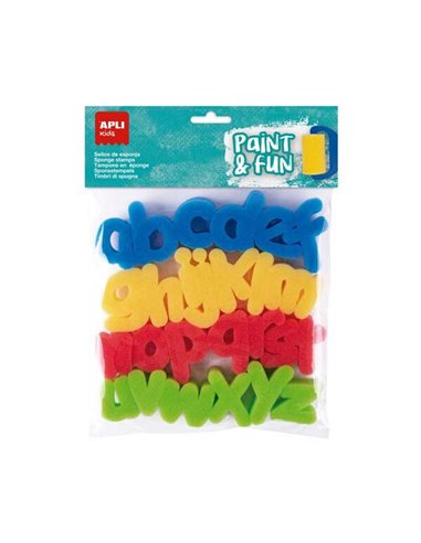 Apli Kids Paint & Fun Lot de 26 tampons éponges ABC pour tamponner - Petites lettres - Couleurs assorties