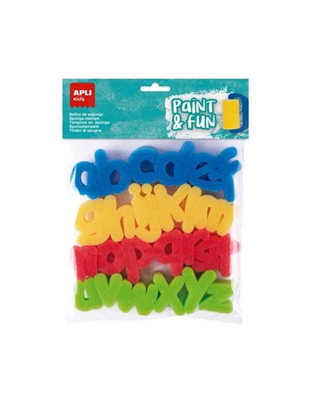 Apli Kids Paint & Fun Lot de 26 tampons éponges ABC pour tamponner - Petites lettres - Couleurs assorties