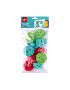 Lot de 10 tampons en caoutchouc EVA Apli Kids Paint & Fun pour tamponner - Avec poignée en plastique - Formes et couleurs assort