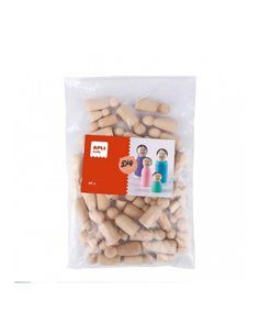 Figurines en bois assorties Apli - Format Maxi - 48 unités - 4 tailles différentes - Idéal pour l'artisanat et les écoles - Coul