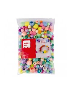 Perles en plastique assorties Apli - Idéales pour les loisirs créatifs - Format maxi - Parfaites pour l'école et la maison