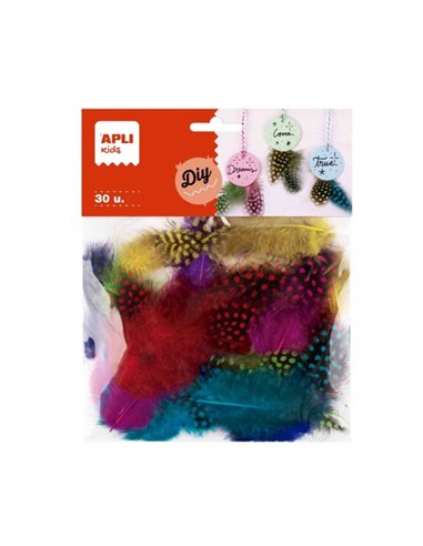 Sac à plumes assorties Apli - Idéal pour l'artisanat et la décoration - Matériau doux et sûr - Couleurs assorties