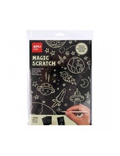 Feuilles phosphorescentes Apli Magic Scratch phosphorescentes - 8 feuilles - 4 bâtonnets en bois - Créent et brillent dans le no