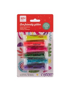 Pack Apli avec 6 pots de paillettes biodégradables 6 g par pot - Couleurs fluorescentes assorties