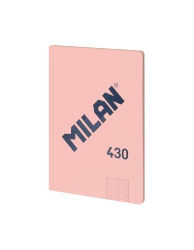 Cahier collé Milan Série 1918, format A4, quadrillé 5x5 mm, 48 feuilles de 95 g/m², microperforé, couverture souple, rose