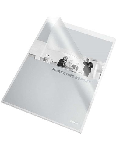 Boîte de 100 limes à doigts Esselte 30Q - Format Folio - PVC souple - Épaisseur 140 microns - Couleur transparente